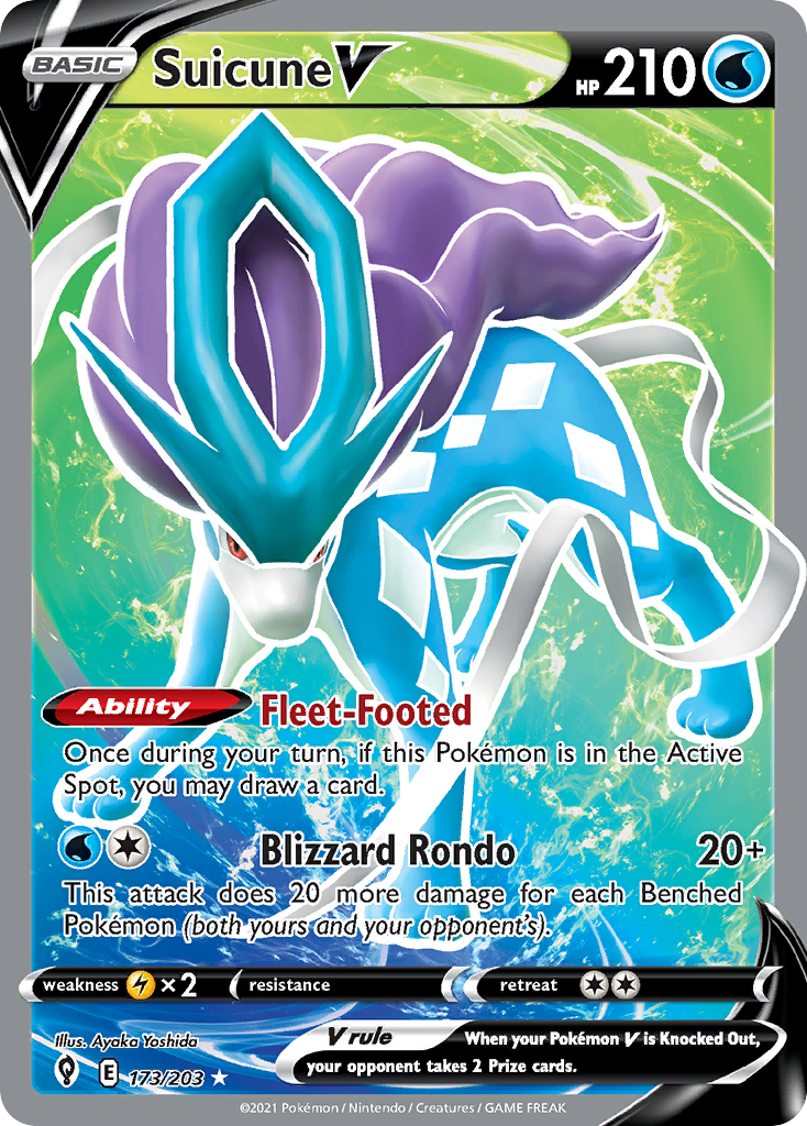 Suicune V (173/203) - Evolving Skies Pokémon Card