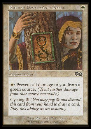 Rune of Protection: Green (Urza's Saga) Trading Card