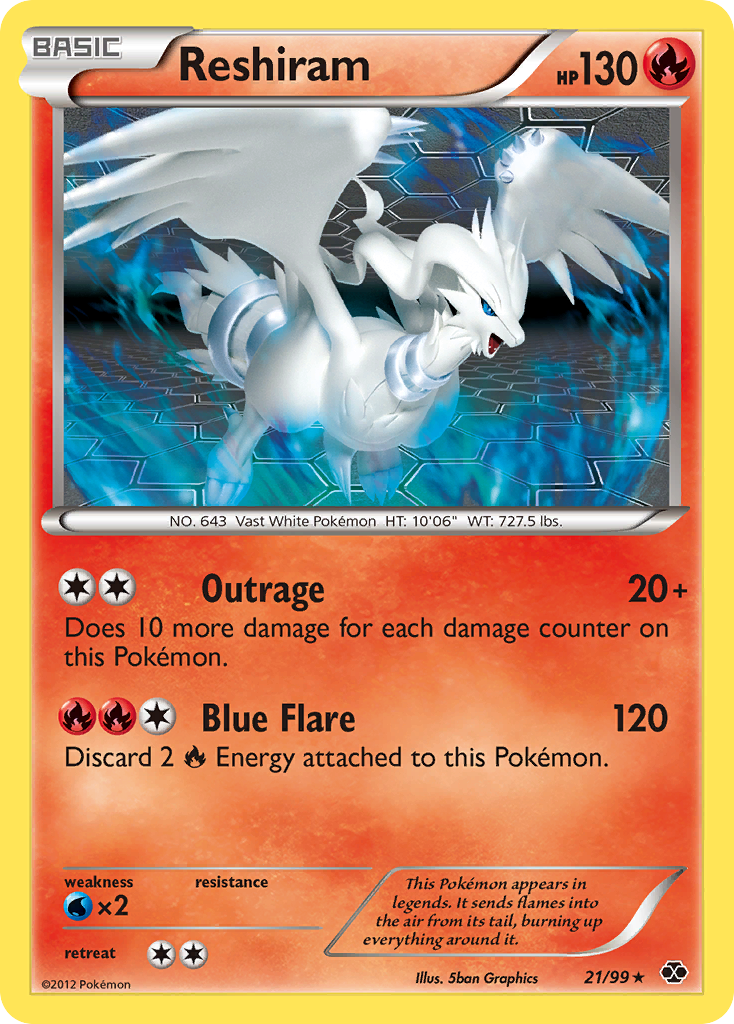 Reshiram (21/99) - Next Destinies Pokémon Card