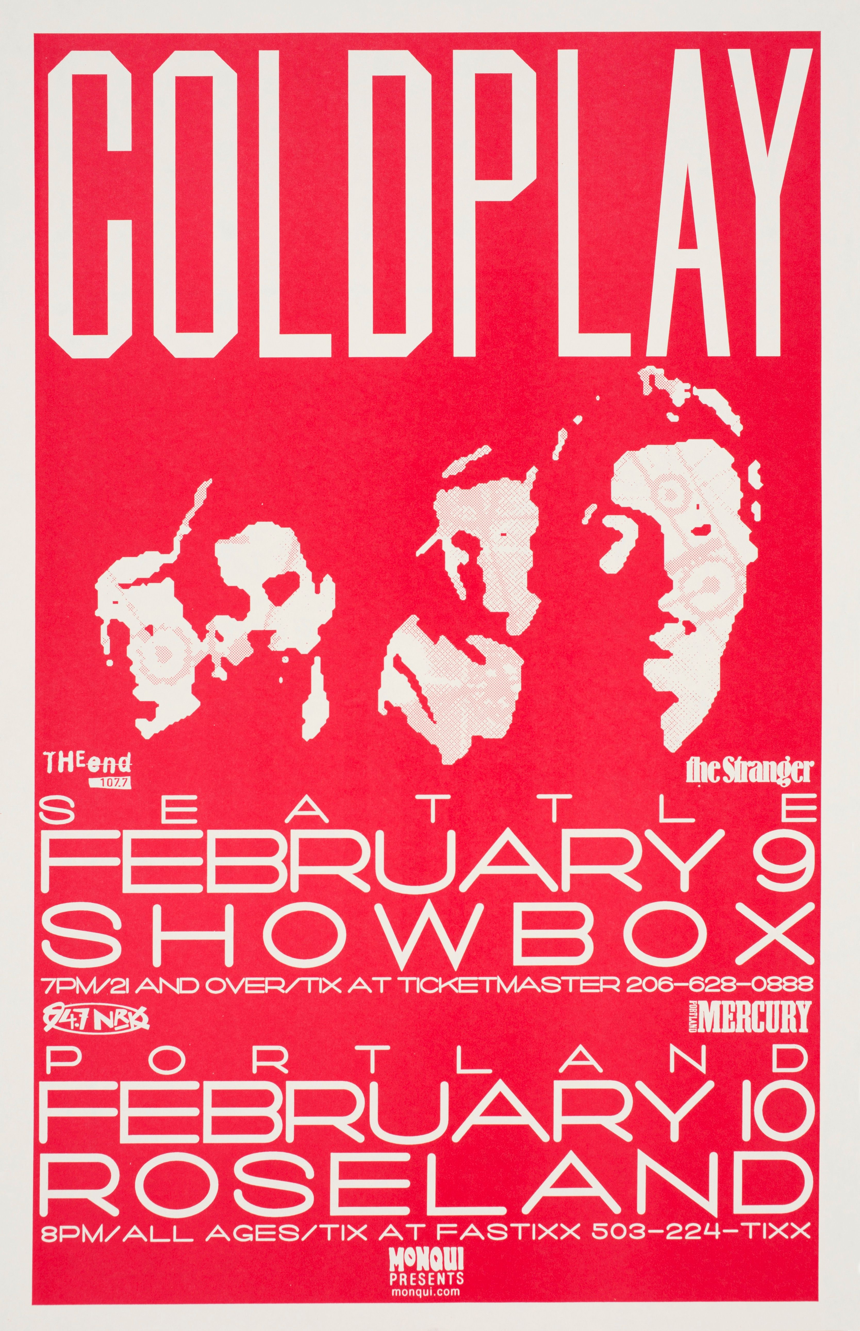 MXP-92.2 Coldplay Showbox & Roseland 2001 Concert Poster
