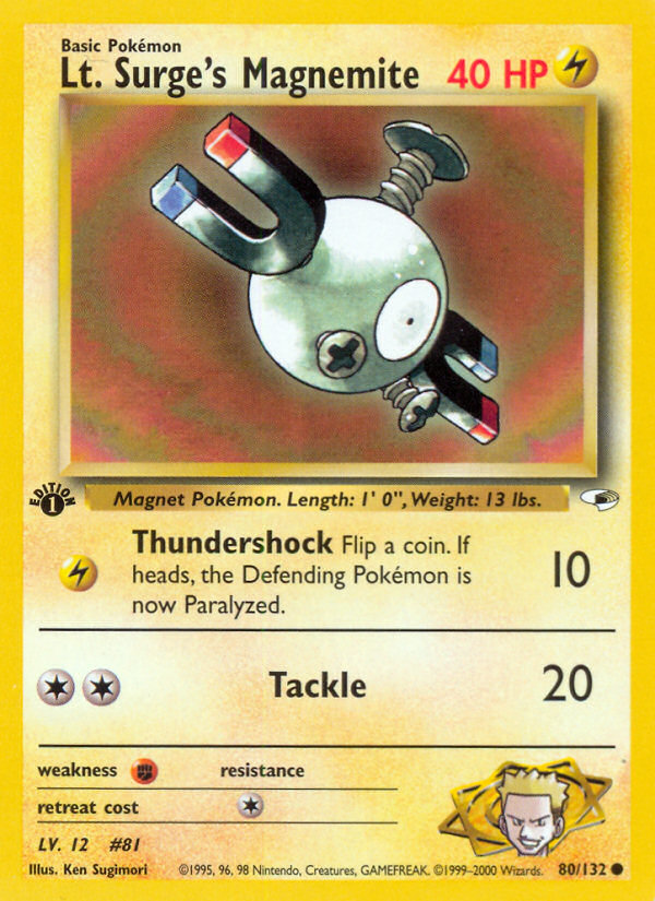 Lt. Surge's Magnemite (80/132) - Gym Heroes (1st Edition) Pokémon Card