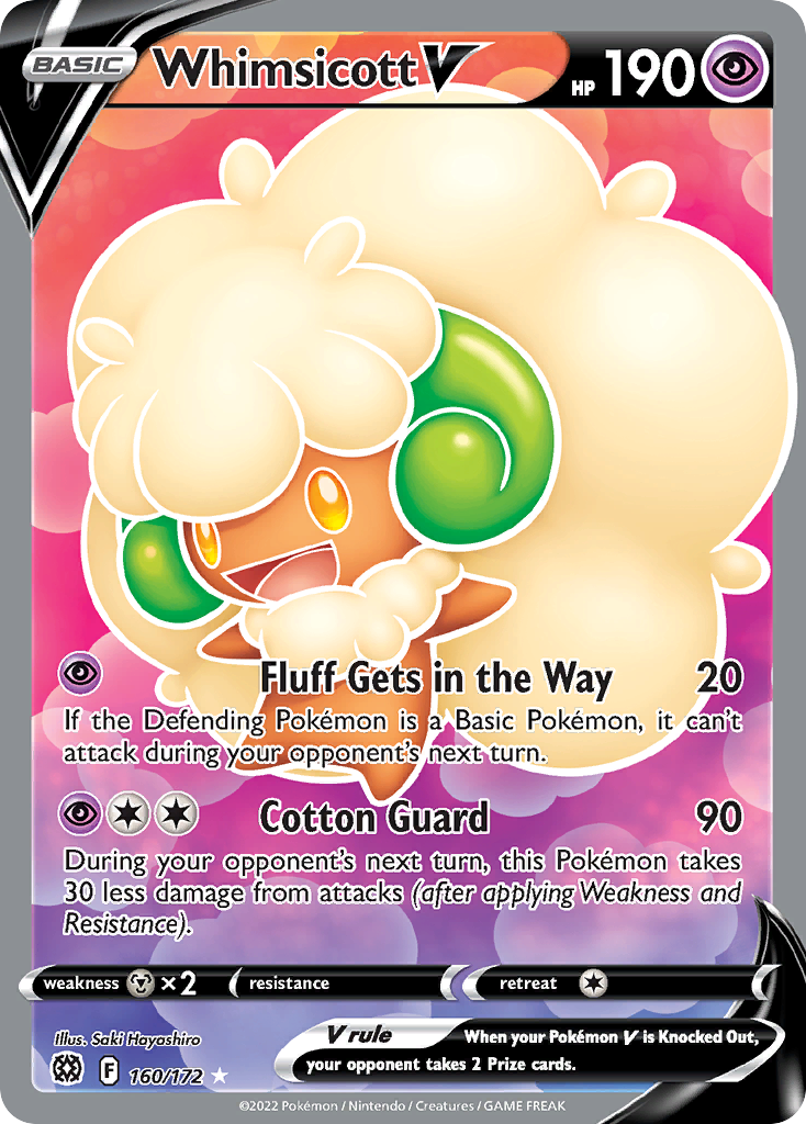 Whimsicott V (160/172) - Brilliant Stars Pokémon Card