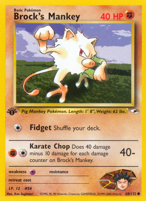 Brock's Mankey (68/132) - Gym Heroes (1st Edition) Pokémon Card