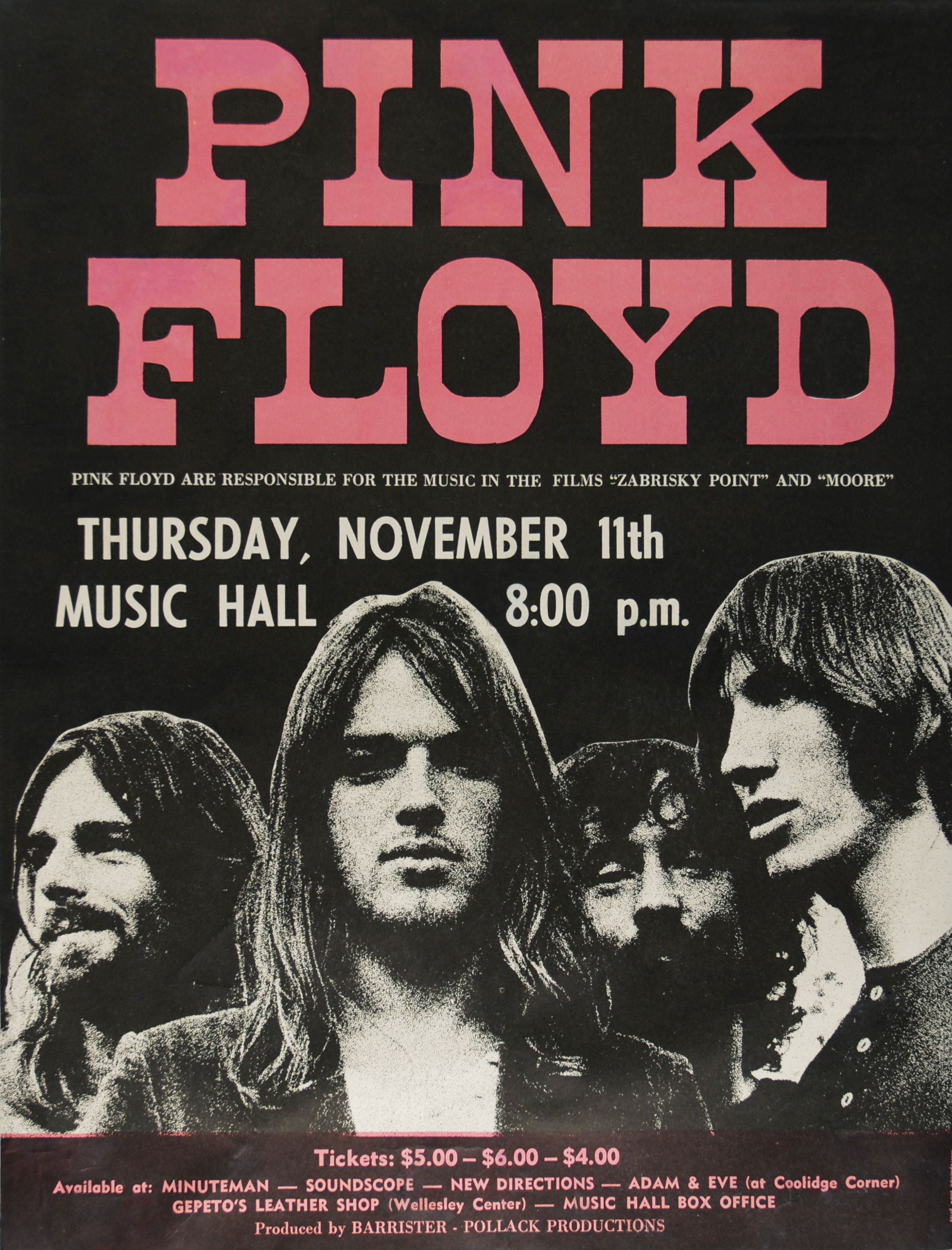 Pink Floyd Boston Music Hall Concert Poster