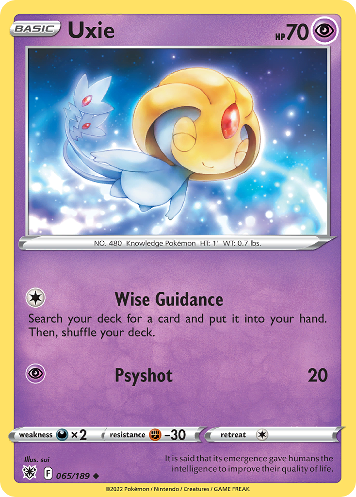 Uxie (65/189) - Astral Radiance Pokémon Card