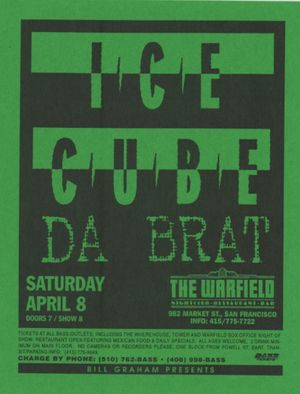 Ice Cube & Da Brat at The Warfield 1995 Handbill