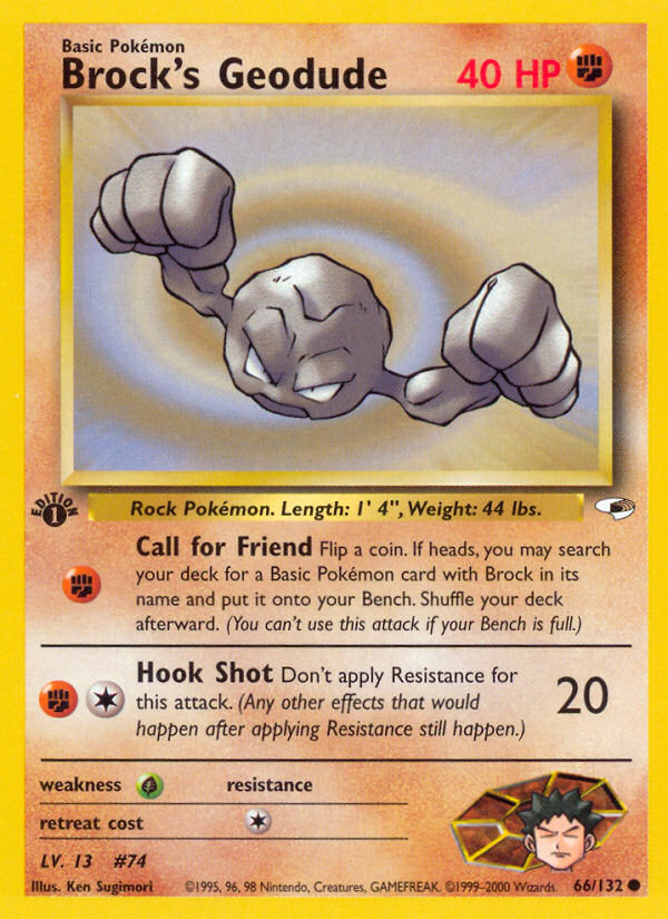 Brock's Geodude (66/132) - Gym Heroes (1st Edition) Pokémon Card