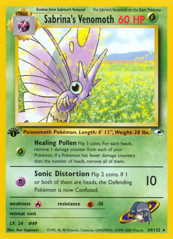 Sabrina's Venomoth (34/132) - Gym Heroes (1st Edition) Pokémon Card