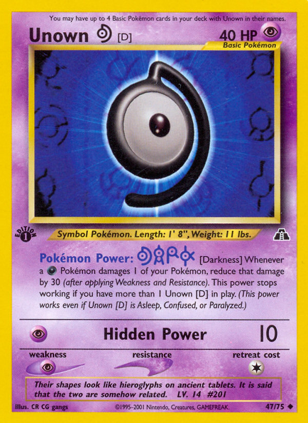 Unown [D] Pokémon Card