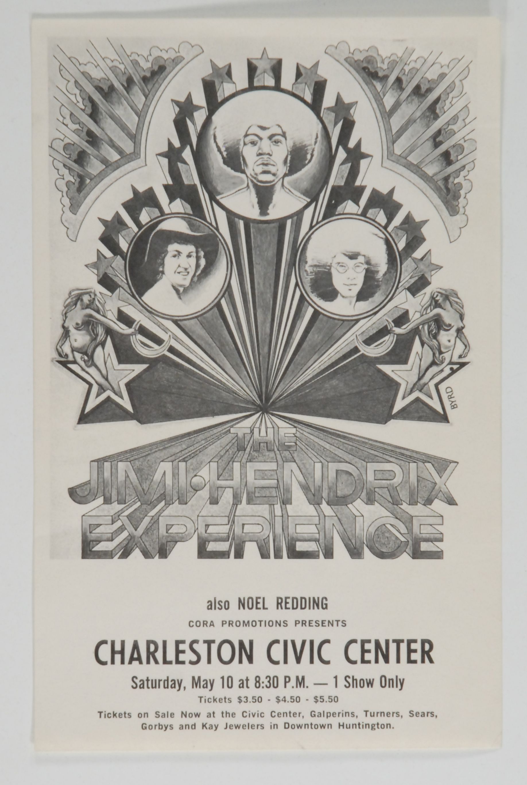 Jimi Hendrix at Charleston Civic Center 1969 Concert Poster
