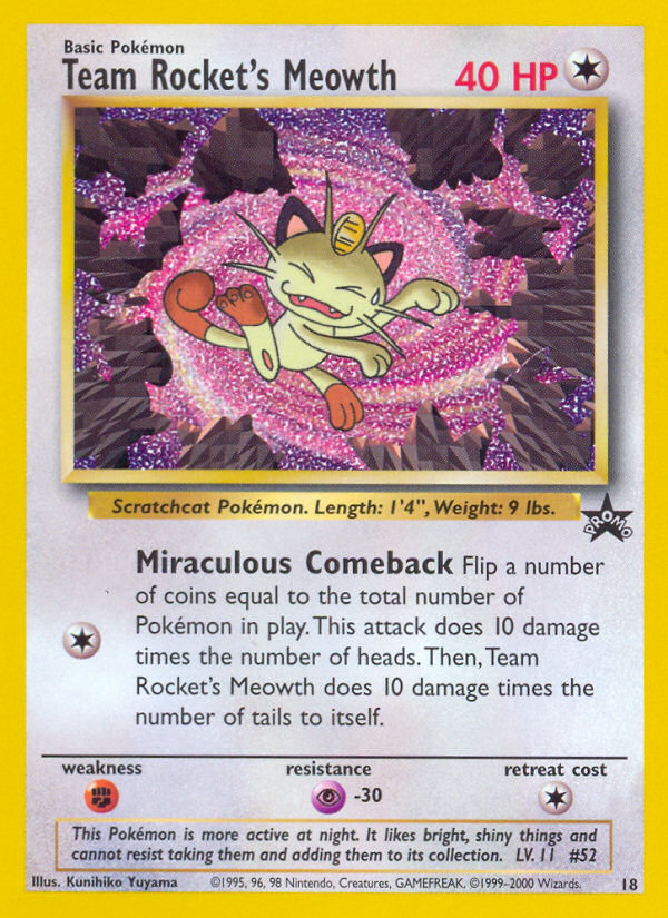 Team Rocket's Meowth (18/53) - Wizards Black Star Promos Pokémon Card