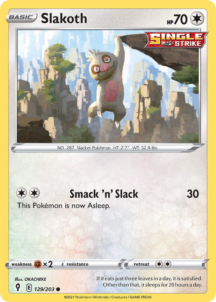 Slakoth (129/203) - Evolving Skies Pokémon Card