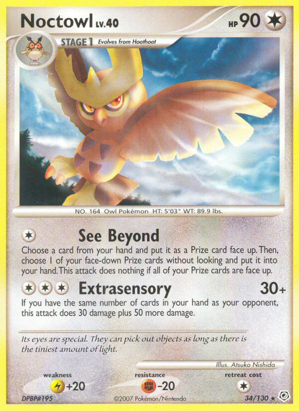 Noctowl (34/130) - Diamond & Pearl Pokémon Card