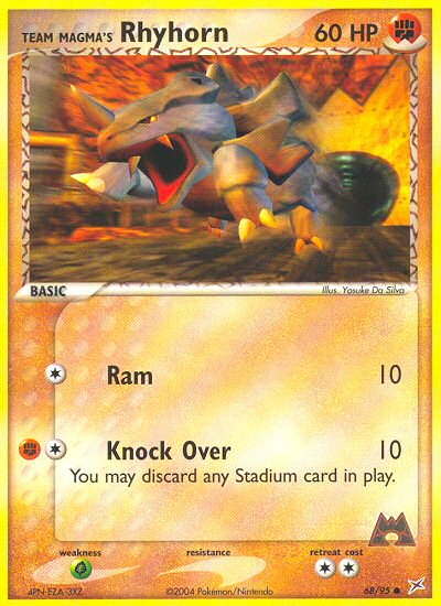 Team Magma's Rhyhorn (68/95) - Team Magma vs Team Aqua Pokémon Card