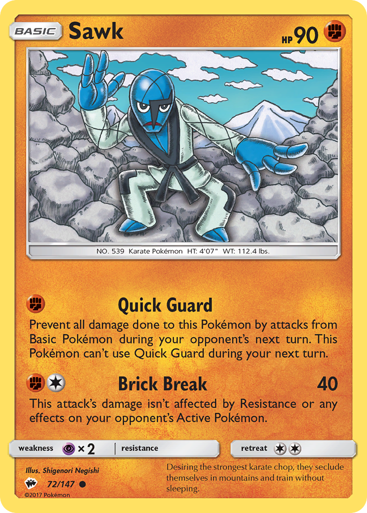 Sawk (72/147) - Burning Shadows Pokémon Card