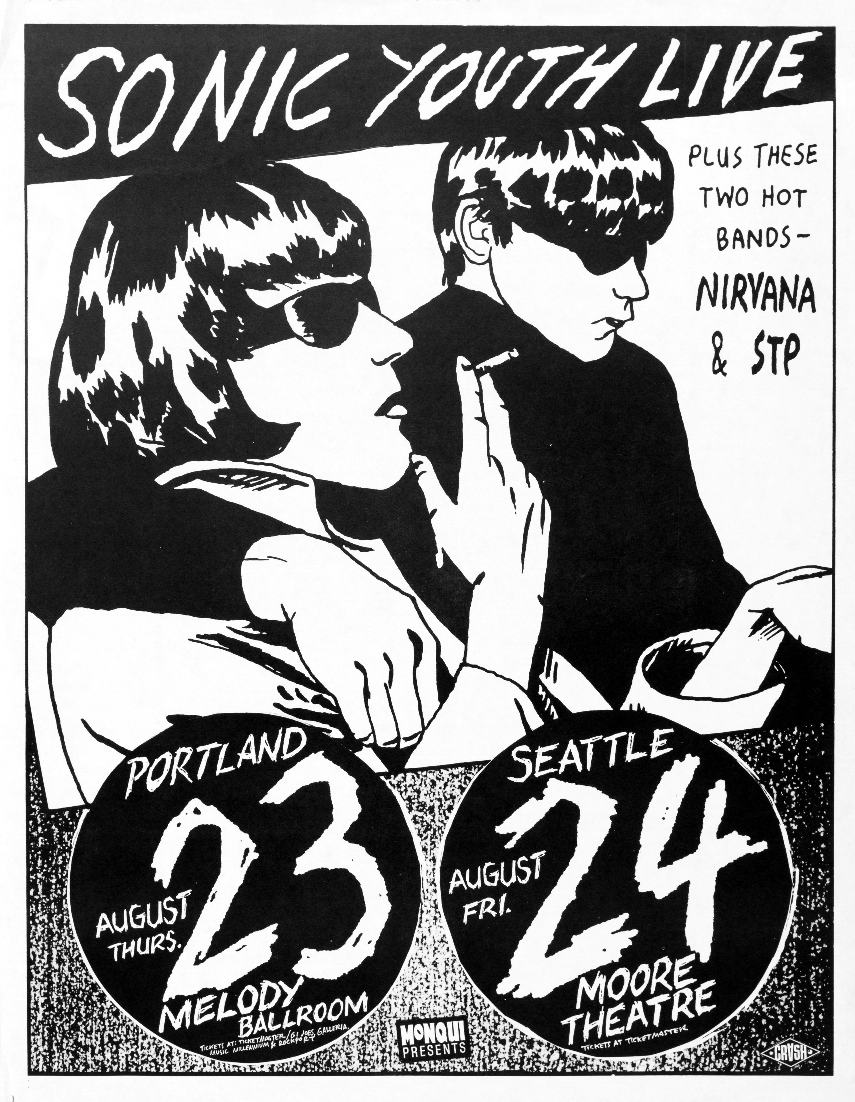 MXP-260.1 Sonic Youth Melody Ballroom & Moore Theatre 1990 Concert Poster