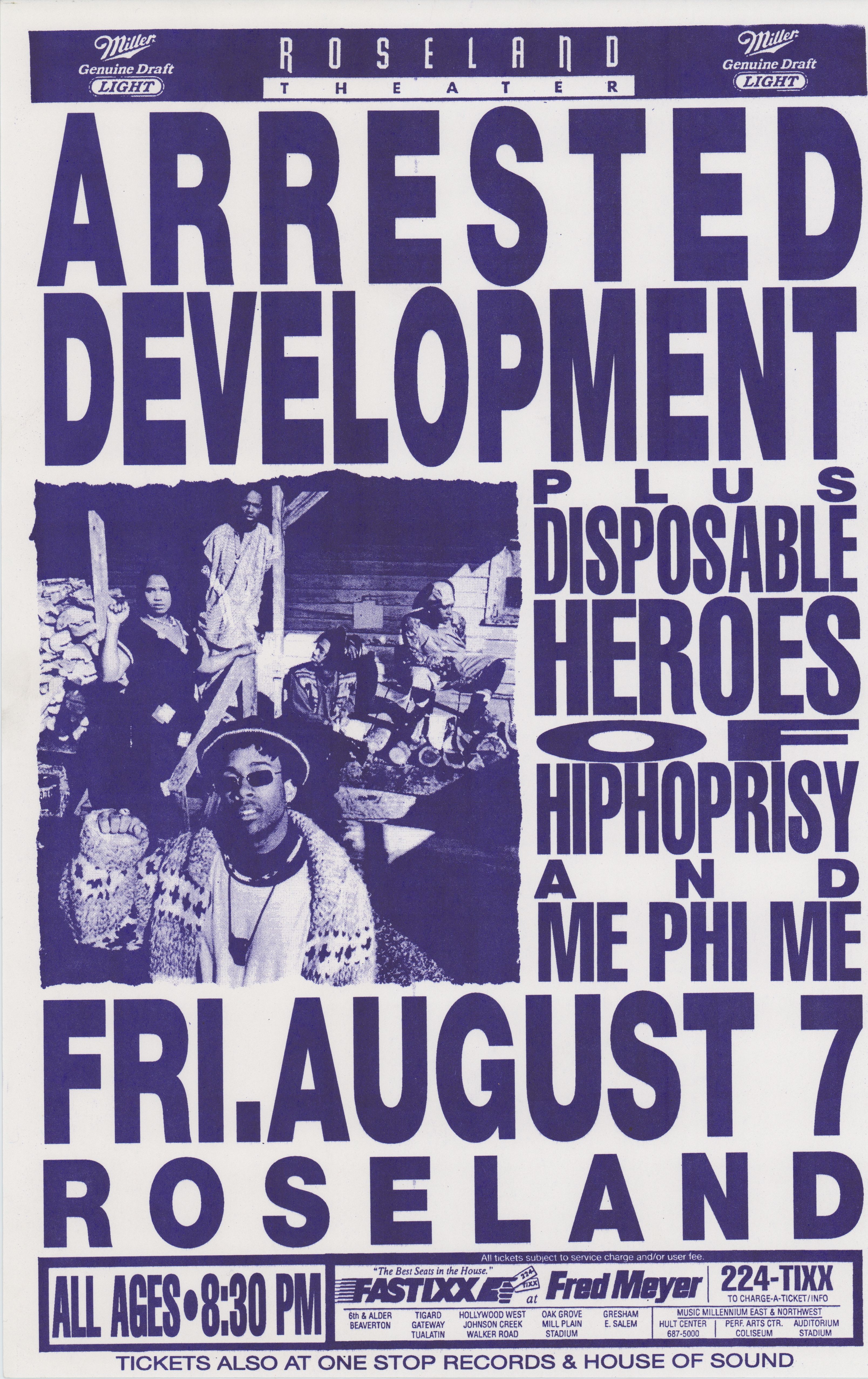 MXP-182.2 Arrested Development 1992 Roseland Theater  Aug 7 Concert Poster
