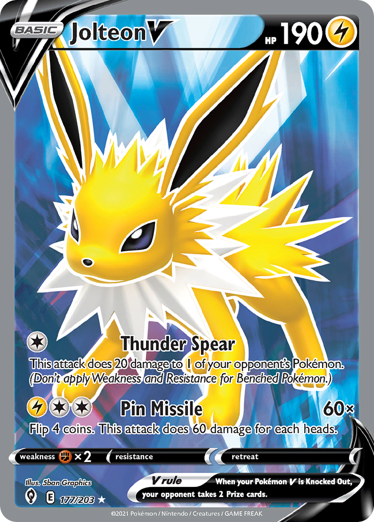 Jolteon V (177/203) - Evolving Skies Pokémon Card