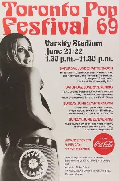 Toronto Pop Festival Velvet Underground Chuck Berry Varsity Stadium 1969 Concert Poster