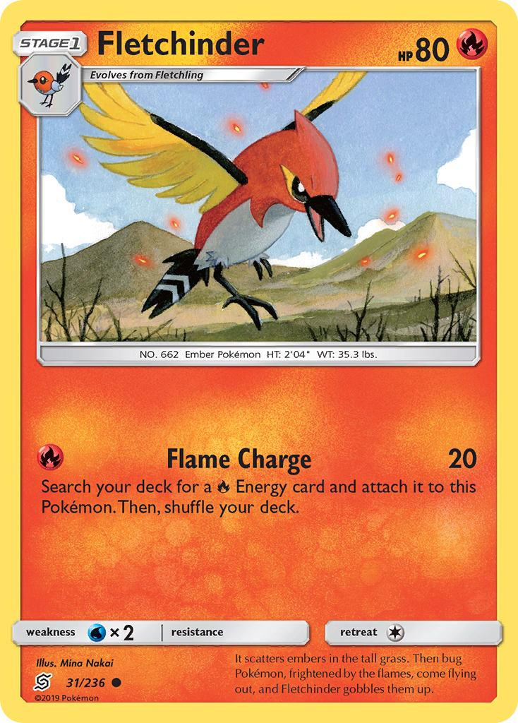 Fletchinder (31/236) - Unified Minds Pokémon Card