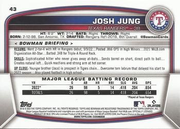Josh Jung 2023 Bowman Baseball #43 Sports Card
