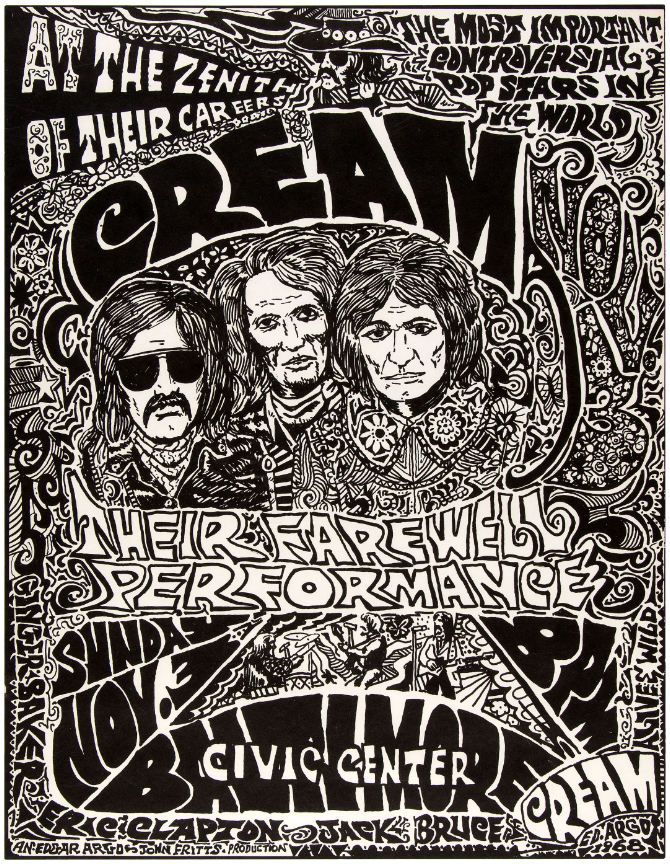 Cream Baltimore Civic Center 1968 Concert Poster