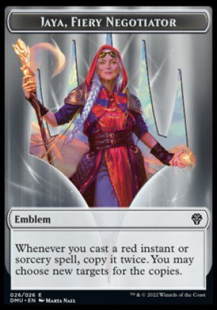 Emblem Jaya, Fiery Negotiator (Dominaria United) Trading Card