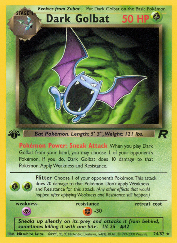 Dark Golbat (24/82) - Team Rocket (1st Edition) Pokémon Card