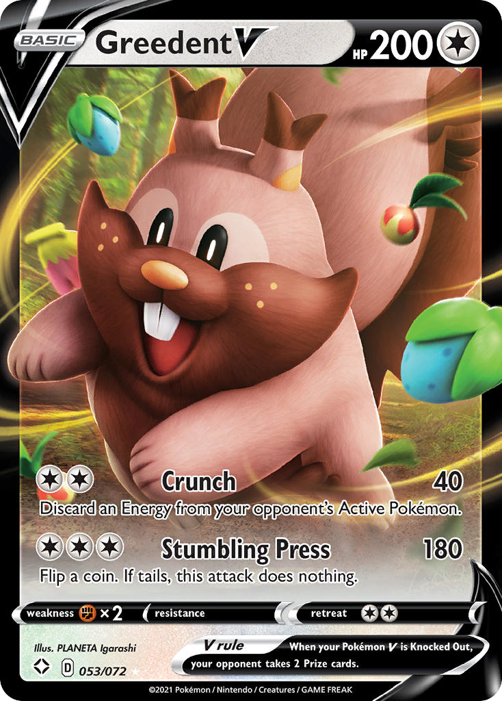 Greedent V (53/72) - Shining Fates Pokémon Card