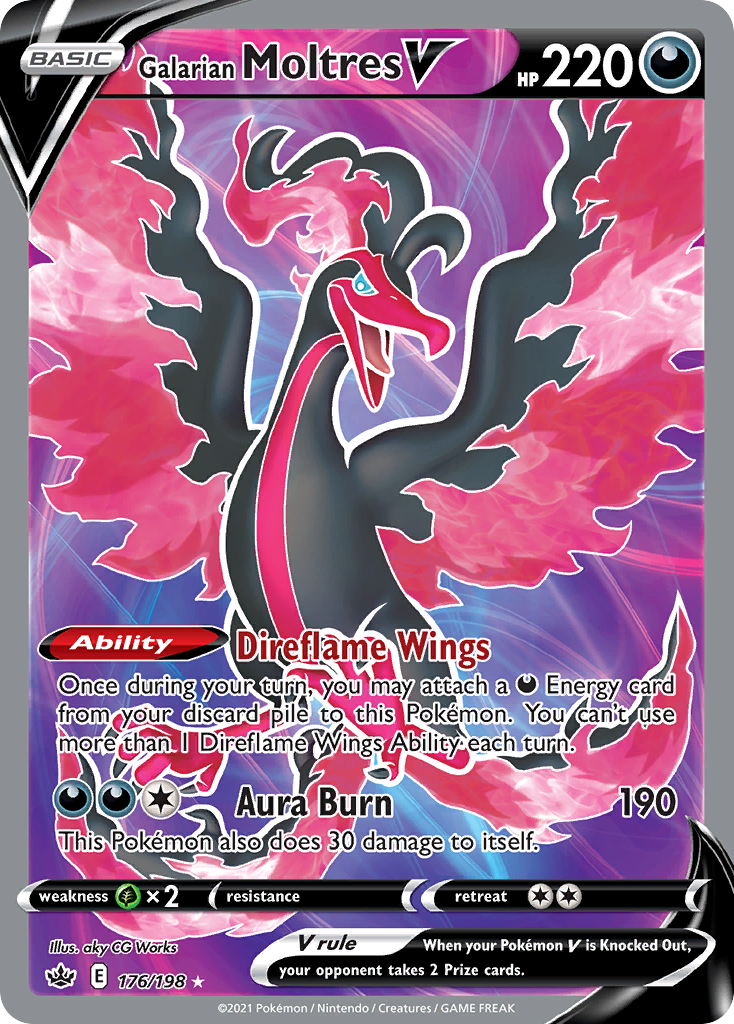 Galarian Moltres V (176/198) - Chilling Reign Pokémon Card