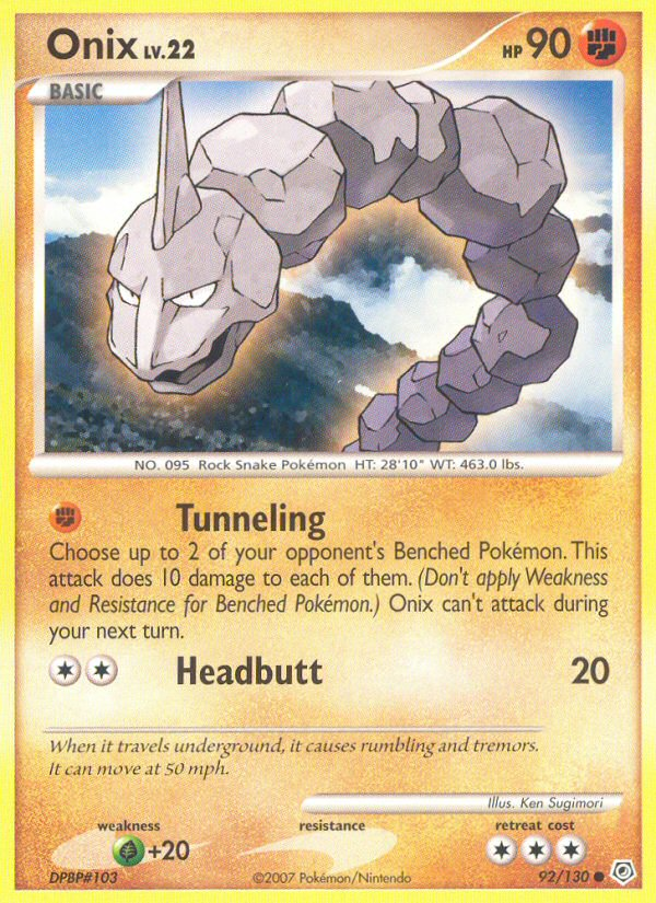 Onix (92/130) - Diamond & Pearl Pokémon Card