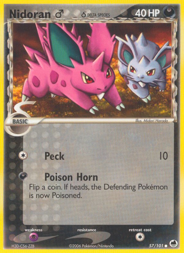 Nidoran ♂ δ (57/101) - Dragon Frontiers Pokémon Card