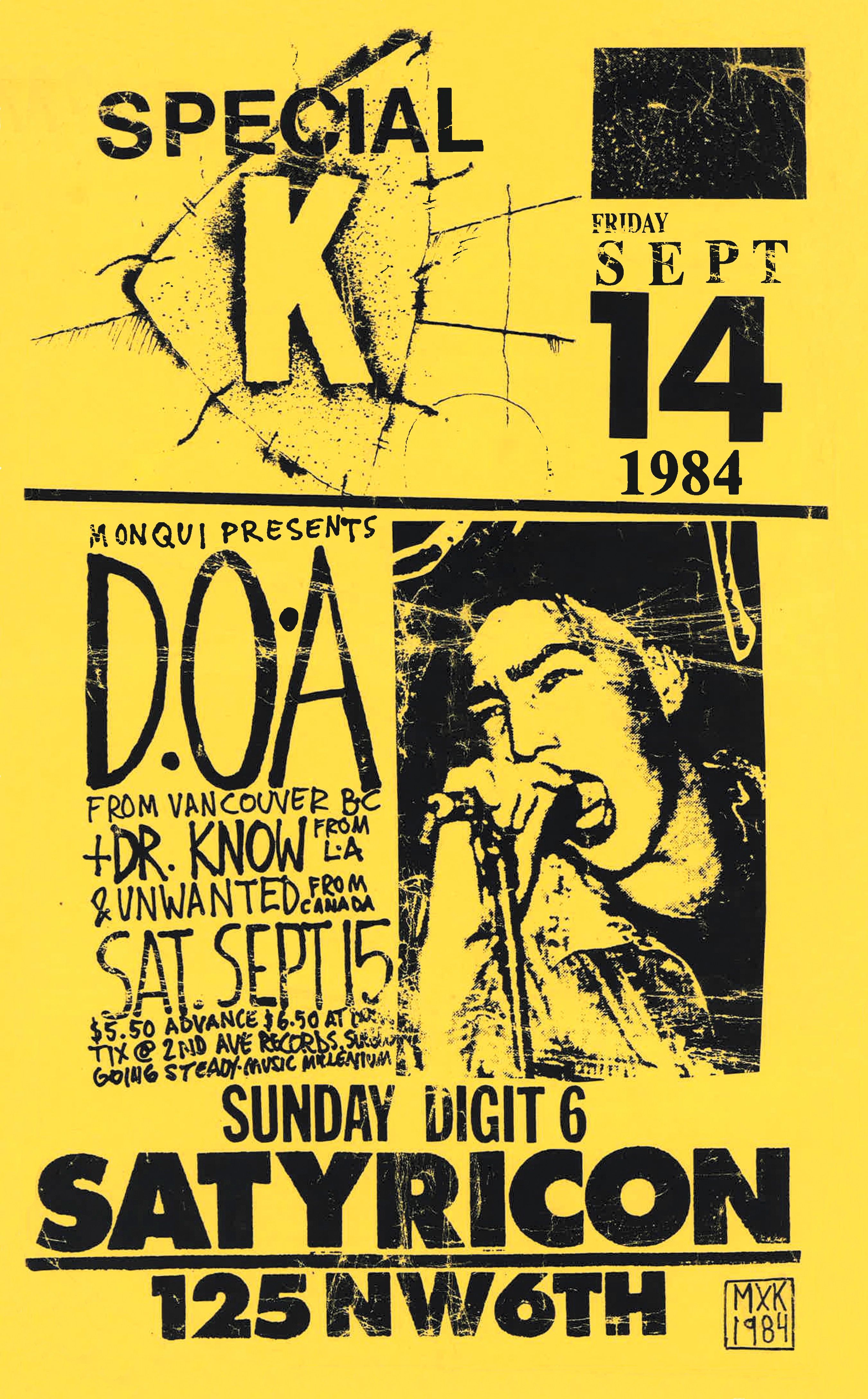 MXP-166.1 Special K & DOA Satyricon 1984 Concert Poster