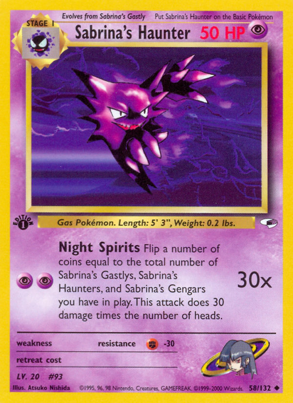 Sabrina's Haunter (58/132) - Gym Heroes (1st Edition) Pokémon Card