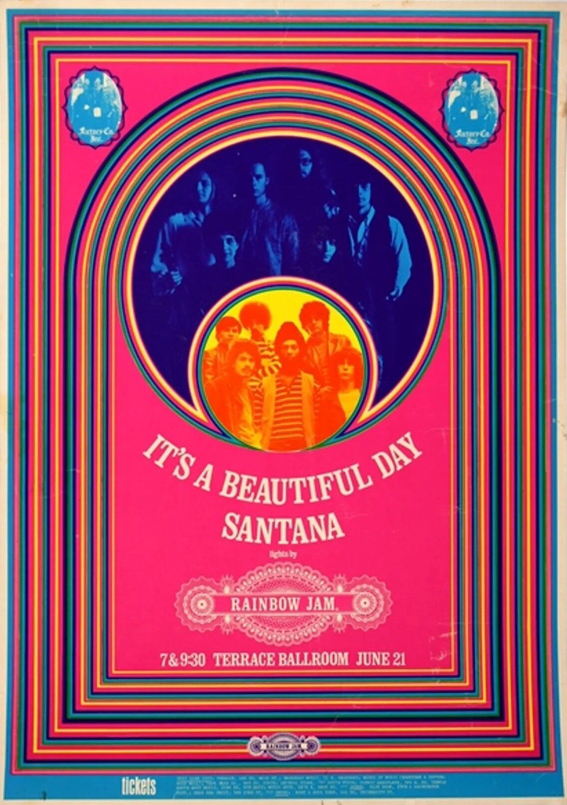 Santana & It's a Beautiful Day Terrace Ballroom 1969 Concert Poster