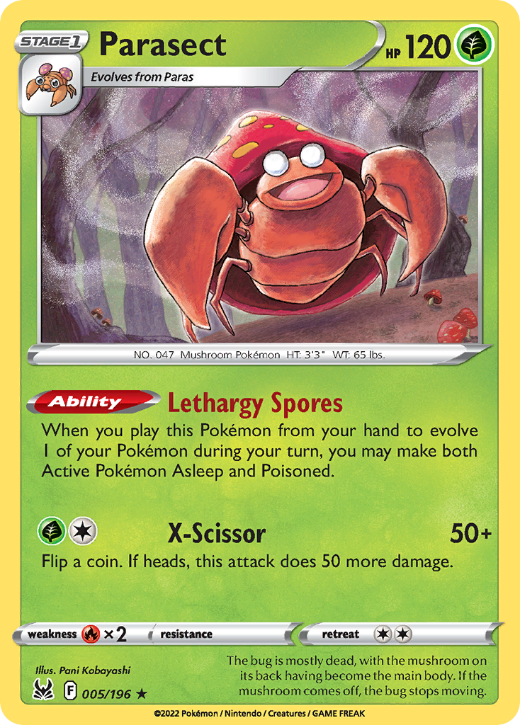 Parasect (5/196) - Lost Origin Pokémon Card