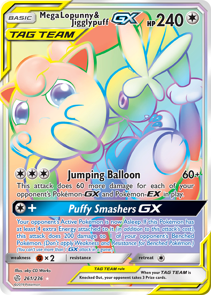 Mega Lopunny & Jigglypuff GX (261/236) - Cosmic Eclipse Pokémon Card