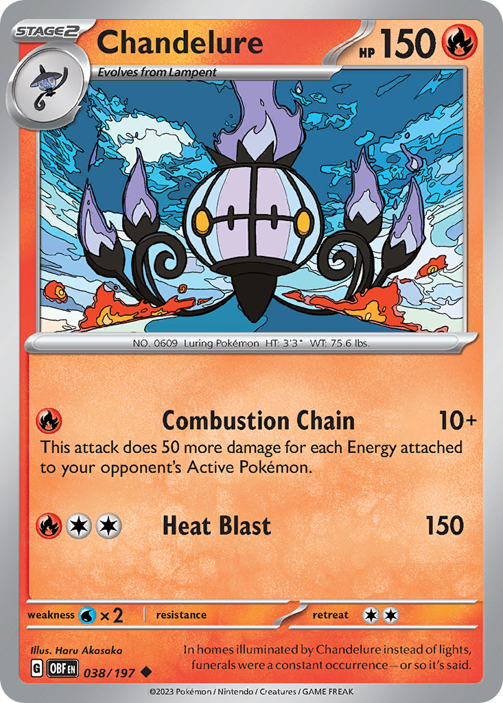 Chandelure (38/197) - Obsidian Flames Pokémon Card