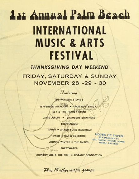 Rolling Stones First Annual Palm Beach International Music & Arts Festival Program 1969 Concert Poster