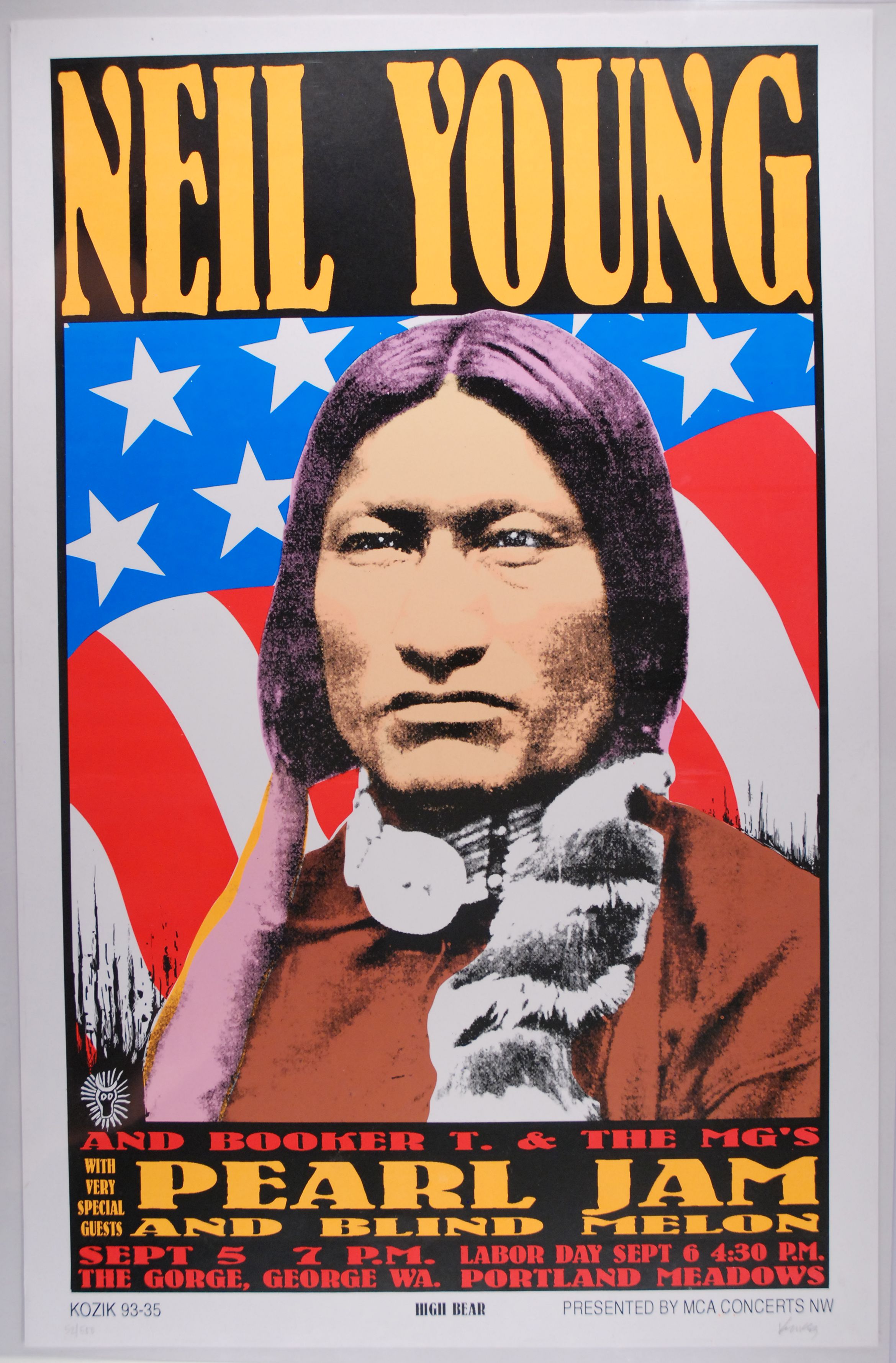 Neil Young "High Bear" The Gorge Ampitheater 1993 Concert Poster