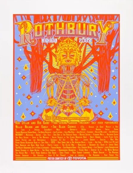 Bob Dylan & String Cheese Incident Rothbury Festival 2009 Concert Poster