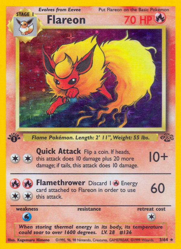 Flareon (3/64) - Jungle (1st Edition) Pokémon Card