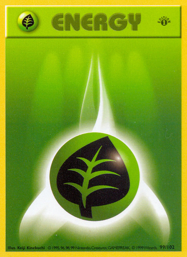 Grass Energy (99/102) - Base (1st Edition) Pokémon Card