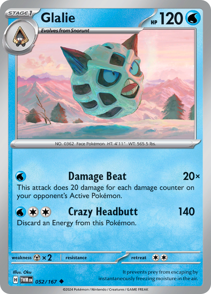 Glalie (52/167) - Twilight Masquerade Pokémon Card