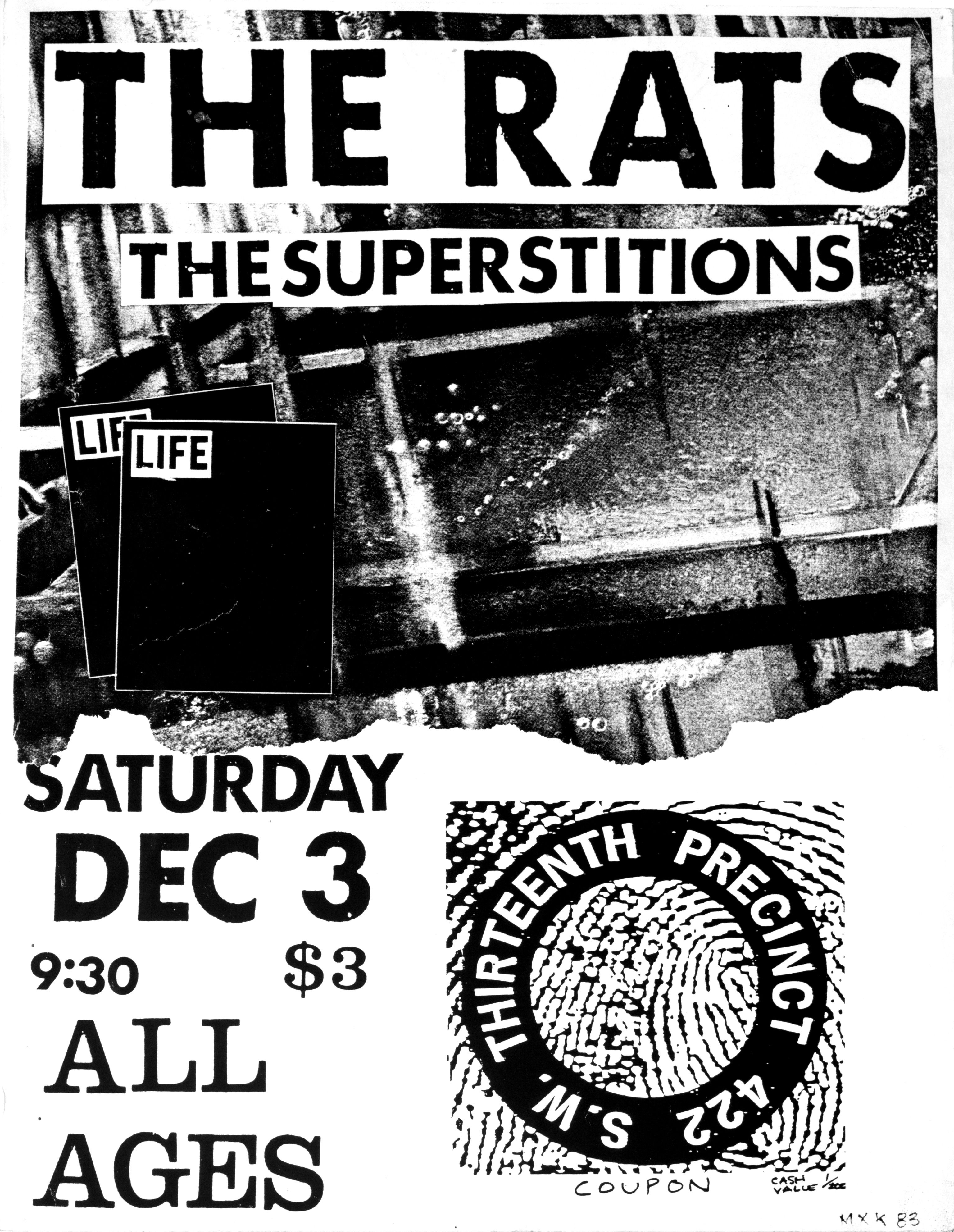MXP-45.1 Rat$ 1983 13th Precinct  Dec 3 Concert Poster