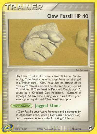 Claw Fossil (Trainer: Item) (90/100) - Sandstorm Pokémon Card