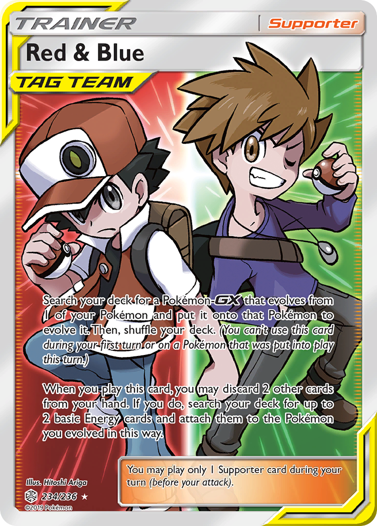 Red & Blue (Trainer: Supporter) (234/236) - Cosmic Eclipse Pokémon Card