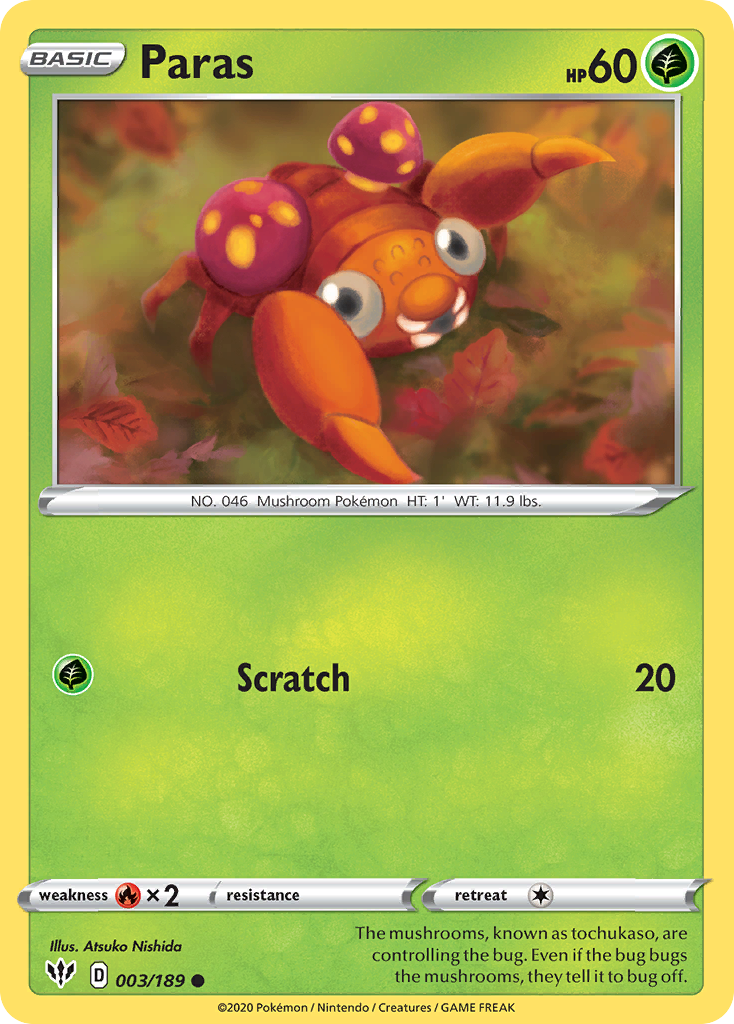 Paras (3/189) - Darkness Ablaze Pokémon Card