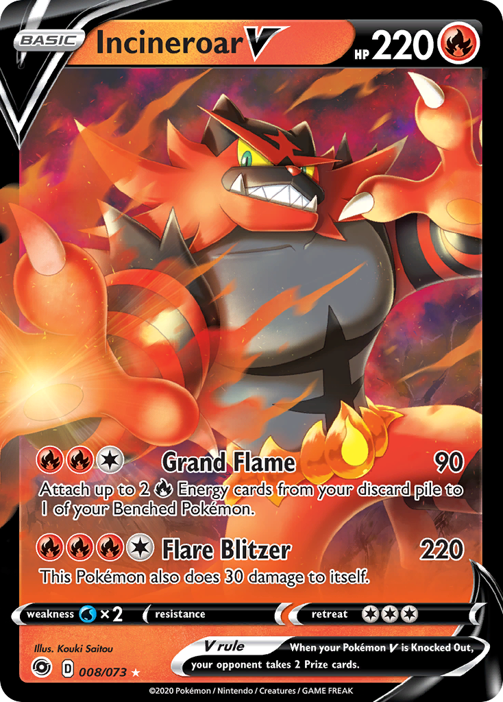 Incineroar V (8/73) - Champion's Path Pokémon Card