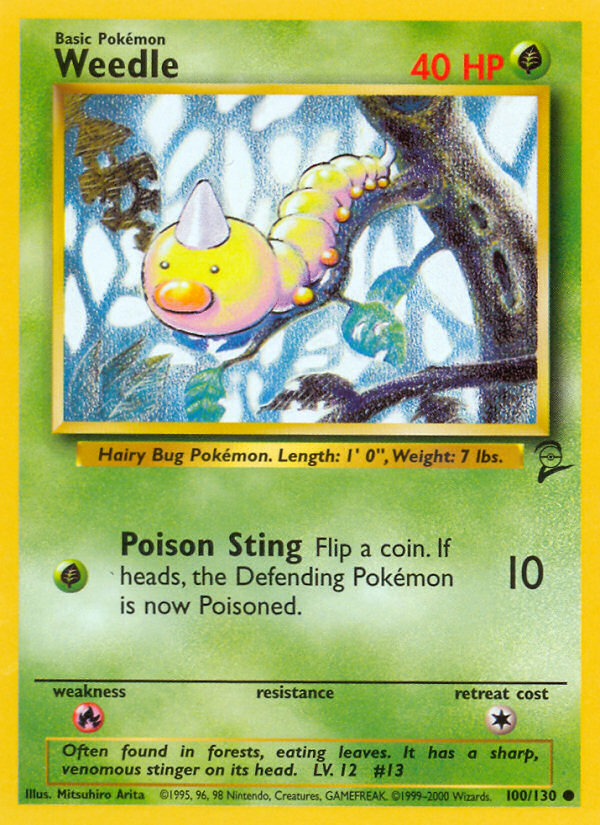 Weedle (100/130) - Base Set 2 Pokémon Card